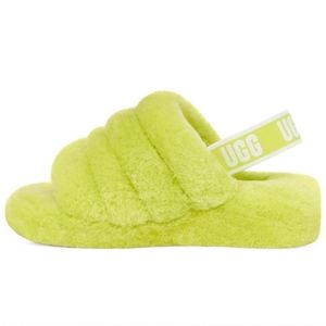 UGG WOMEN'S FLUFF YEAH SLIDE SLIPPER, YELLOW